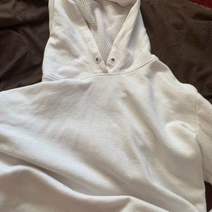 Garage white cropped mesh back hoodie